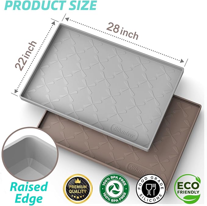 SIKADEER 28" x 22" Under Sink Mat Waterproof, Silicone Mat Kitchen Drawer Shelf and Cabinet Liner, Sink Protector for Kitchen Organizers and Storage, Boot Tray Pet Food Mats