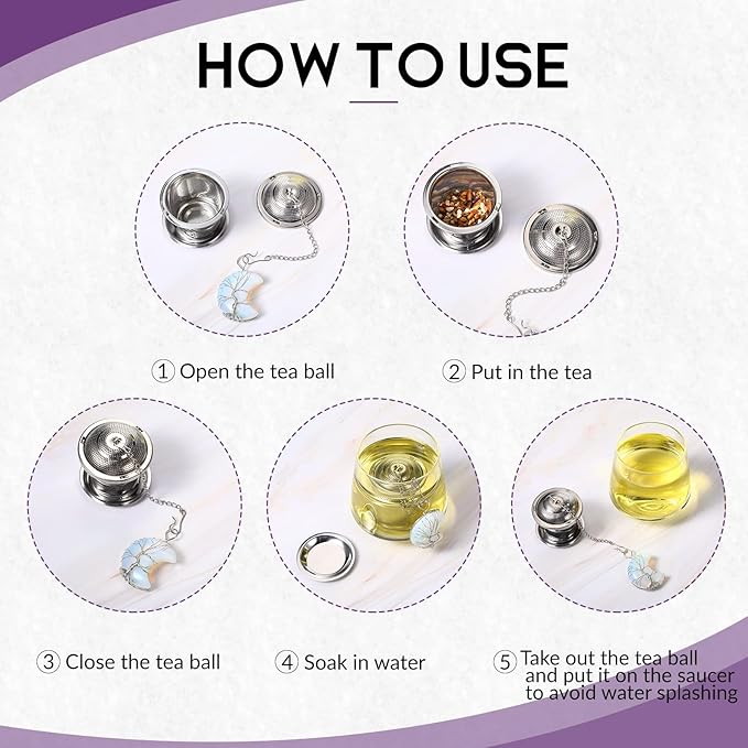 3 Sets Tea Infusers Steeper for Loose Leaf Tea Holder Stainless Steel Tea Ball Mesh Strainer Filters with Drip Trays and Pendant(Novelty Style)