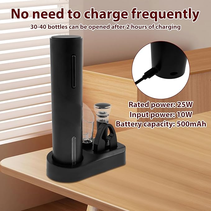 4Pcs ABS Automatic Wine Bottle Opener Electric Bottle Opener Electric Wine Opener Rechargeable Electric Corkscrew Wine Opener Extended Life with Storage Base for Wine Bottles Wine Gifts