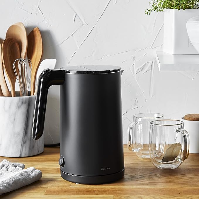 ZWILLING Enfinigy Cool Touch 1.5-Liter Electric Kettle, Cordless Tea Kettle & Hot Water - Black
