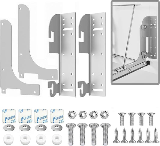 5WB-DMKIT Cabinet Door Hinge Mount Kit, 6-Way Adjustable Heavy Duty Metal Brackets for Cabinet Organizers, Pullout Shelves, Trash Cans, RV Cabinets - Complete Installation Hardware Included, Silver