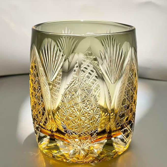 suigetsu Japanese Crystal Whiskey Glass, Cut Crystal Pattern, Luxury Cocktail Glassware (Champagne)