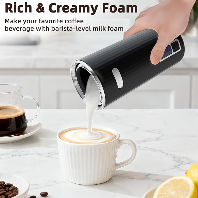 Milk Frother, 6-in-1 Electric Milk Steamer, 8.5oz/250ml Automatic Warm and Cold Foam Maker and Milk Warmer for Latte, Cappuccinos, Macchiato, From the Makers of Instant 400W, Black