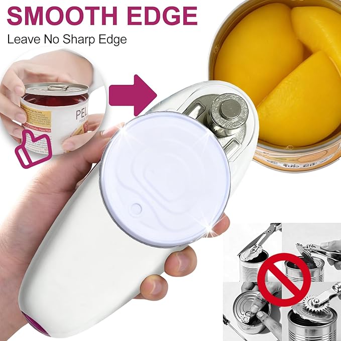Battery Powered Electric Can Opener, Convenient Without Harm (batteries not included) - High Torque, Hands-Free for Seniors, Arthritis & Weak Grip - Automatic Smooth Cut Kitchen Tool