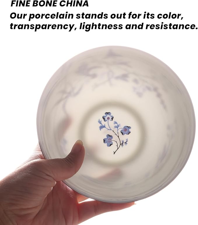 Bulgary Plates and Bowls Sets Dishes Set for 4, Ceramic Plates and Bowls Set, Service for 4, Bone China Dinnerware Set Salad Dessert Plates, and Cereal Bowls Set, Microwave safe by KOKEN