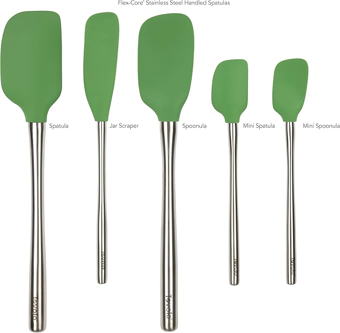 Tovolo Flex-Core Stainless Steel Handled Spatula Set of 5 for Meal Prep, Cooking, Baking, and More
