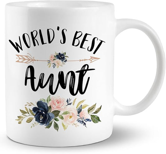 Aunt Mug - Ceramic Coffee Cup, World's Best Aunt Gift for Christmas