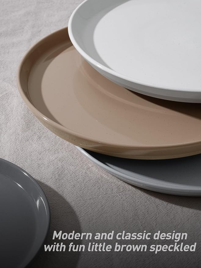 Famiware Saturn Dinnerware Set with Pasta Bowl, 16 Pieces Dish Set, Plates and Double Bowls Sets for 4, Chip and Scratch Resistant, Microwave and Dishwasher Safe Tableware, Multi-color
