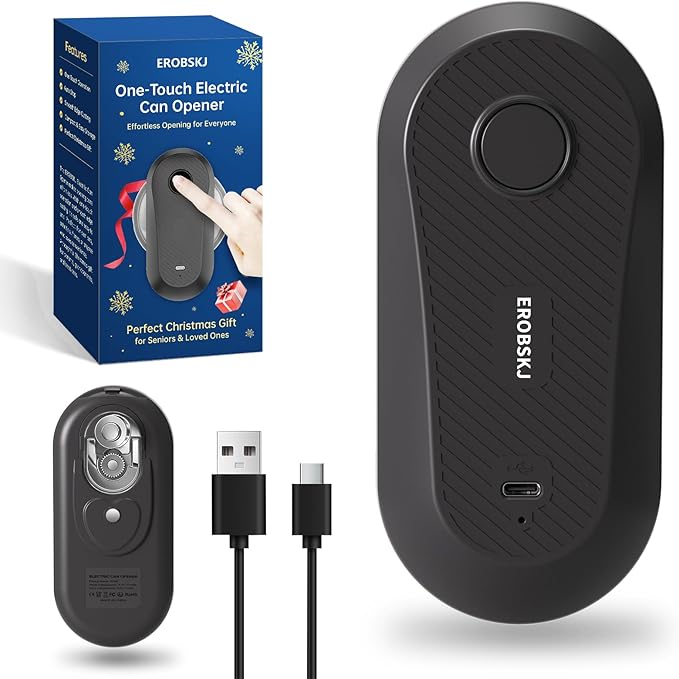 Auto Stop Can Opener, USB Rechargeable Electric Can Opener for Seniors & Arthritis, One-Touch Automatic Can Opener, Hands-Free, Smooth Edge, Compact, Cordless, Food-Safe Kitchen Gadgets