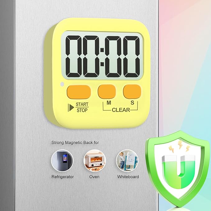 Antonki 2 Pack Digital Timer for Kids, Magnetic Countdown Kitchen Timers for Cooking, Egg, Classroom, Teacher, Exercise, Study, Oven - Battery Included