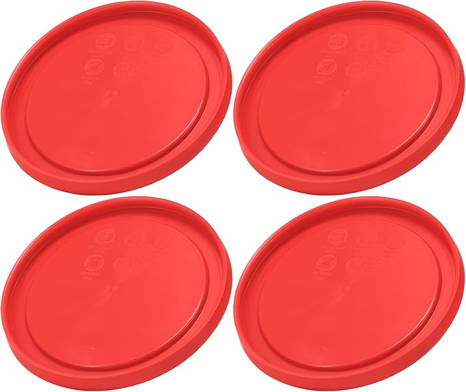 Pyrex 7200-PC 2-Cup Red Food Storage Replacement Lid (4-Pack) - Made in USA