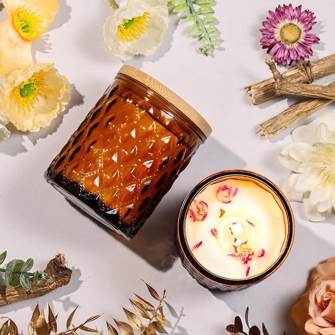 2 Pack Sandalwood Scented Candles for Home Decor, 6.5oz Natural Soy Wax Aromatherapy Jar Candles, Housewarming Gift for Women