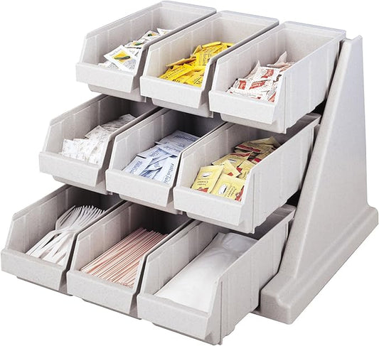 Cambro Versa - Self Serve Condiment and Utensil Bin - 9 Storage Bins - Ideal for Food and Coffee Condiments (Gray)