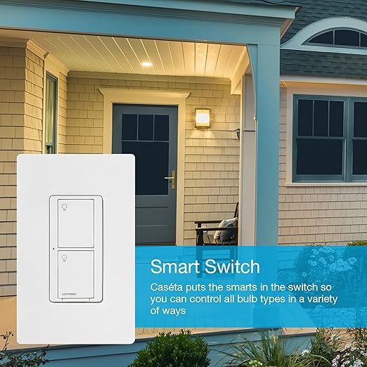 Lutron Caseta Original Smart Light Switch (Lutron Smart Hub Required), for Home, LED Lights, and Fans, 6 Amp, Single-Pole/3-Way, Neutral Required, PD-6ANS-WH-6-Pack, White, 6 Pack