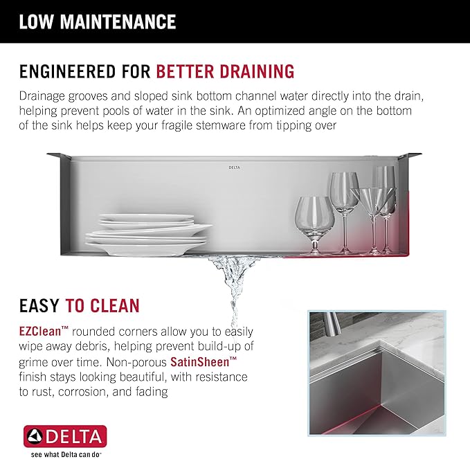 DELTA FAUCET Rivet 30-Inch Workstation Kitchen Sink Undermount 16 Gauge Stainless Steel Single Bowl with WorkFlow Ledge and Chef’s Kit of 6 Accessories, 95B931-30S-SS