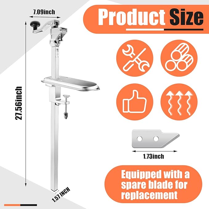 Amylove Commercial Can Opener Heavy Duty Manual Industrial Grade for Large Cans up to 17 Inches, Stainless Steel Blade & Plated Base, Ideal for Kitchen or Restaurant Use.