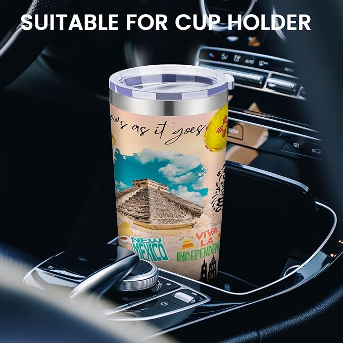 20oz Insulated Tumbler New Mexico State Coffee Mug, United States Map Travel Mug Landmark, Birthday Gifts Cute Custom Tumbler Cups with Lid and Straw Gifts for Mom