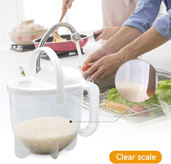 Rice Washer, Rice Cleaner Strainer Rice Washing Bowl Rice Colander Strainer with Handle for Kitchen