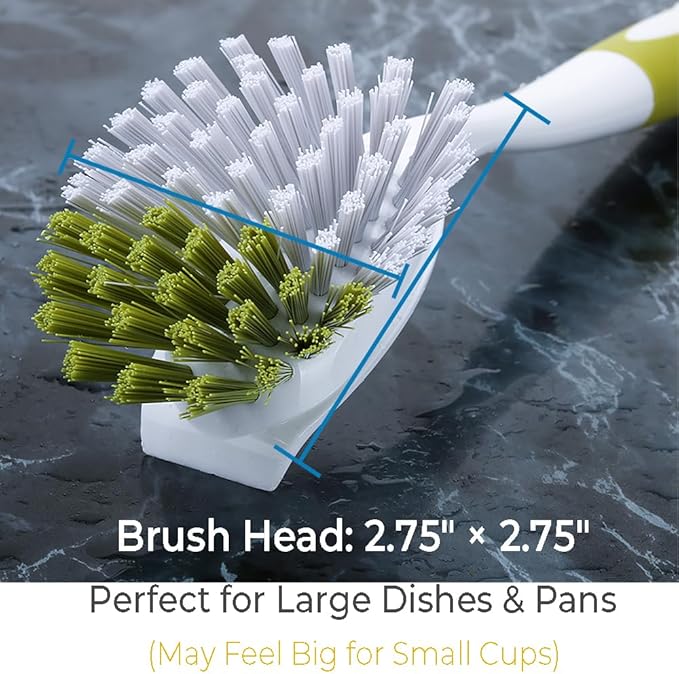 Dish Brush, Dish Scrubber & Kitchen Scrub Brush for Dishes, Pots, Pans, Sink, Cast Iron, Yellow-Green 5 Pack