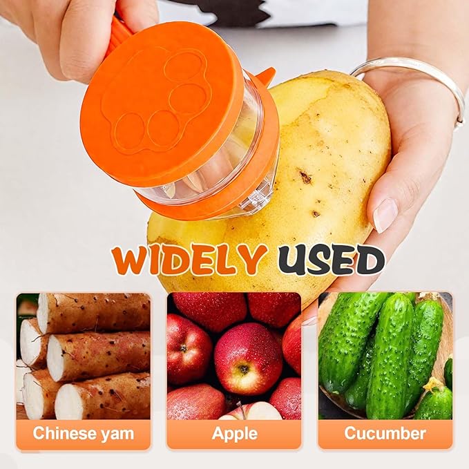 Peeling Knife With Storage Boxs, New with Box Storage Kitchen Special Fruit Peeler, Double sided Stainless Steel Peeler, Fruit Vegetable Peeler with Container (2PC: Green+Orange)