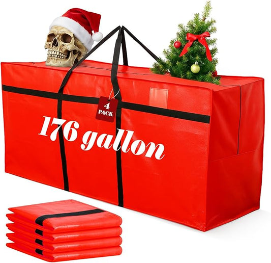4 Pcs 176 Gallon Large Moving Bags with Zipper and Handles Foldable Storage Duffle Bags Heavy Duty Extra Large Totes for College Dorm Travel Clothes Blankets Bedding Moving (Red)