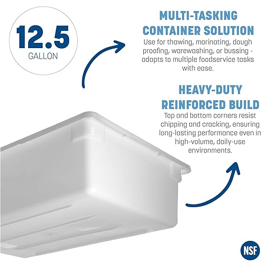Carlisle FoodService Products Storplus Food Storage Container with Stackable Design for Catering, Buffets, Restaurants, Polyethylene (Pe), 12.5 Gallon, White