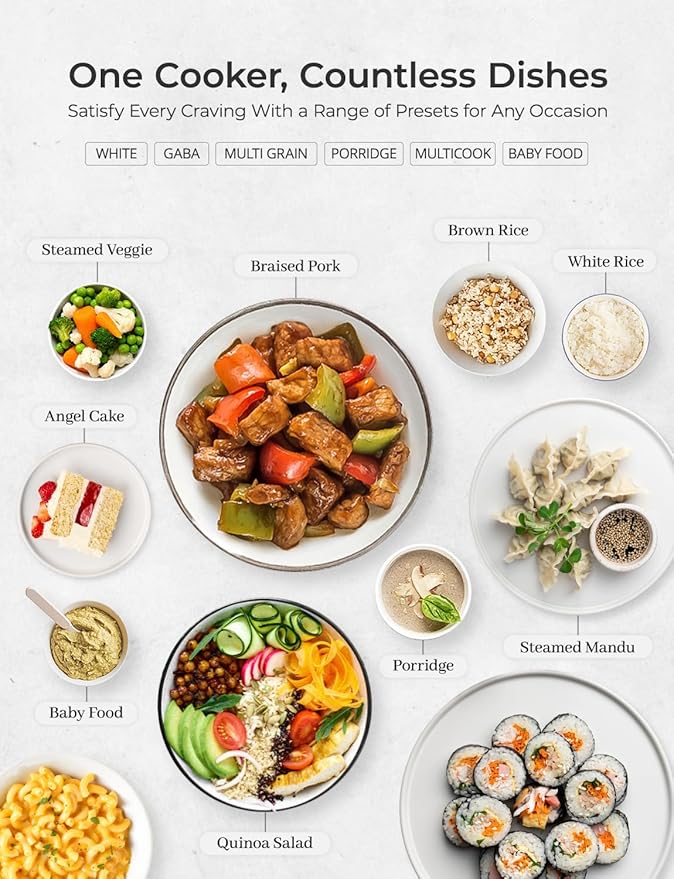 CUCKOO Micom Rice Cooker 6-Cup Uncooked / 12-Cup Cooked with Nonstick Inner Pot, Versatile Rice Maker with 9 Menu Options, Fuzzy Logic Technology, Auto Clean, Quick Rice Mode, White (CR-0675FW)