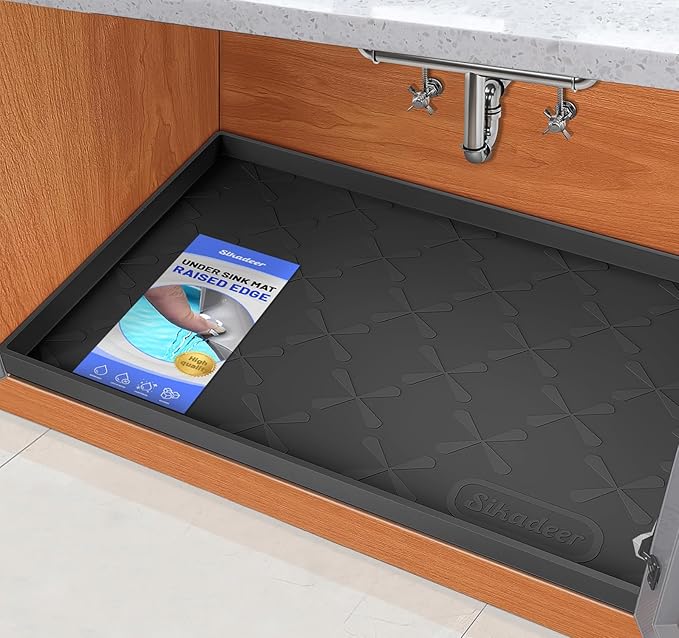 SIKADEER 40" x 19" Under Sink Mat Waterproof, Silicone Mat Kitchen Drawer Shelf and Cabinet Liner, Sink Protector for Kitchen Organizers and Storage, Boot Tray Pet Food Mats