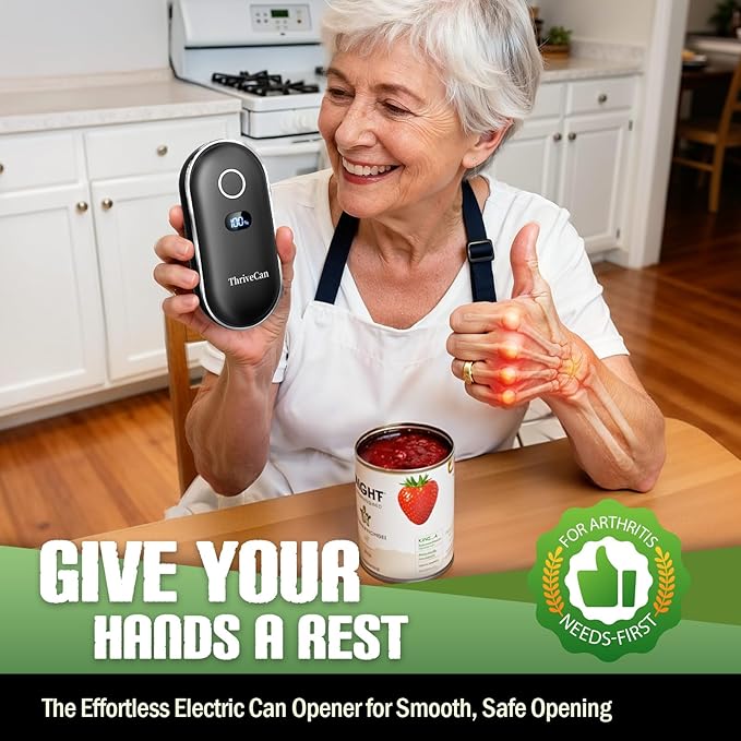 Rechargeable Electric Can Opener, One-Touch Automatic Can Opener with Smooth Edge, Effortless Can Opener for Seniors, Arthritis, Weak Hands, Home, Ideal Kitchen Tool for Daily Use