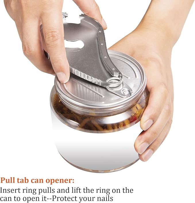 Jar Bottle Can Opener for Weak Hand & Seniors with Arthritis-Easy Twist Off Caps (0.6"-2.7") & Pull Tab Seals,Unique Kitchen Gadget,Multi,Portable Christmas Gifts for Elderly/Women/Men (Silver)