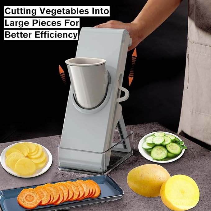 Eletronova Safe Mandoline Food Slicer, Vegetable Slicer for Kitchen, Mandoline Potato Slicer，Kitchen Food Slicer, 4in1 & Thickness Adjuster Multifunctional Chopper Vegetable Cutter for Fast Meal