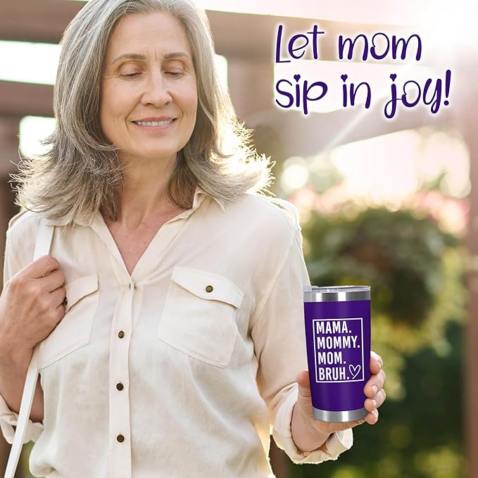 TEEZWONDER Christmas Birthday Gifts for Mom from Daughter Son - Stainless Steel Insulated Coffee Tumbler with Lid 20 oz - Gifts Ideas for Mother Mama Grandma, Funny Tumblers for Women