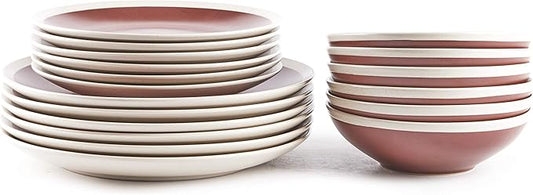 Rock Ridge Speckled Stoneware Dinnerware Set (18pc Set, Brown and Ivory)