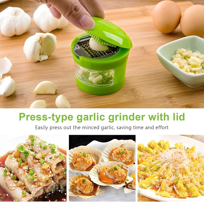 Garlic Press-Garlic Chopper Mini Vegetable Slicer Garlic Mincer Tool Crusher Slicer Twister Garlic Press Kitchen Gadget