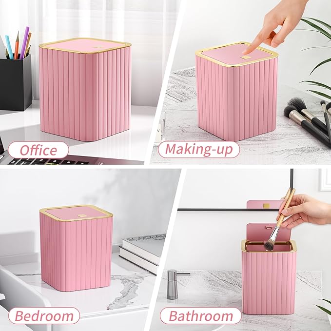 Bathroom Accessory Set - Bathroom Set, 27PC Bathroom Accessories Set, Pink Bathroom Sets with Shower Curtain and Rugs, Mini Trash Can, Toilet Brush, Trash Can & Soap Dispenser