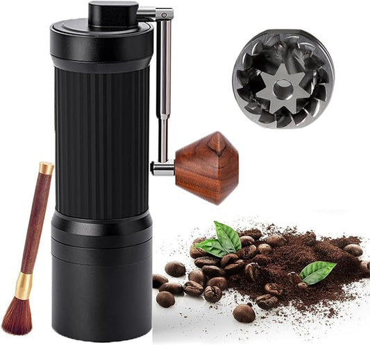 Black Portable Manual Coffee Grinder with CNC Stainless Steel Conical Burr, 48 Adjustable Settings Hand Coffee Grinder with 30g Capacity for Espresso, Travel, Pour Over, French Press(Black)