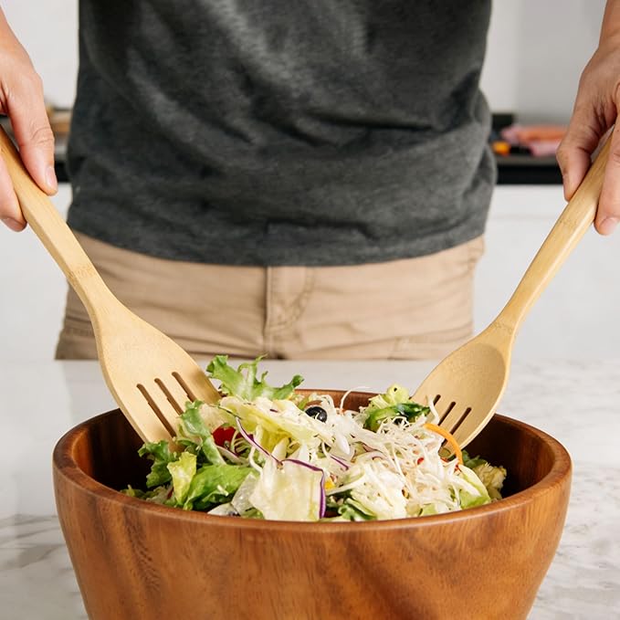 Naturoom Kitchen Utensils Set of 6 PCS, 12Inches Bamboo Wooden Cooking Spoon & Spatula Tools Perfect for Non-Stick Cookware. (Set of 6)