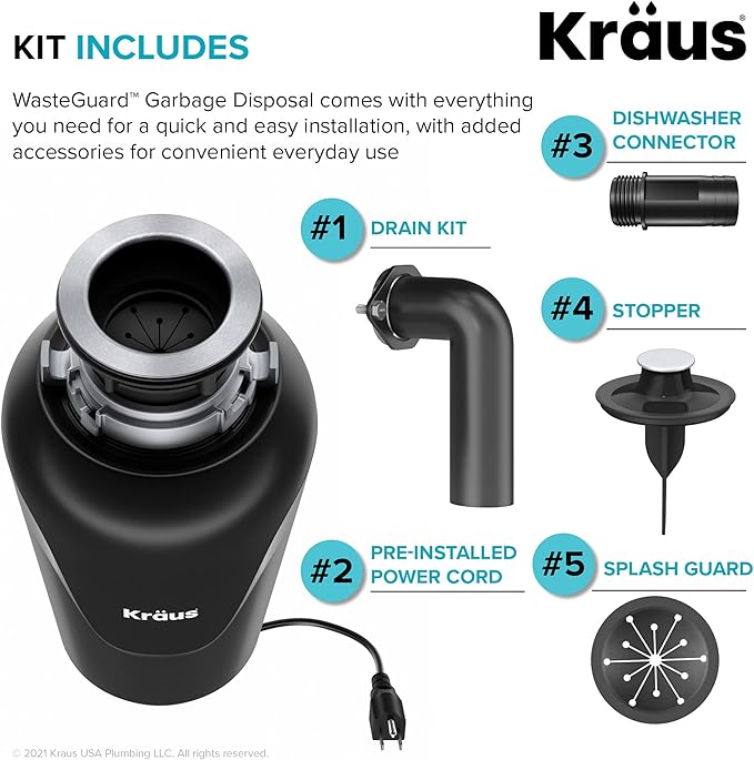 KRAUS Standart PRO™ 30-inch 16 Gauge Undermount Single Bowl Stainless Steel Kitchen Sink with WasteGuard™ Continuous Feed Garbage Disposal, KHU100-30-100-75MB