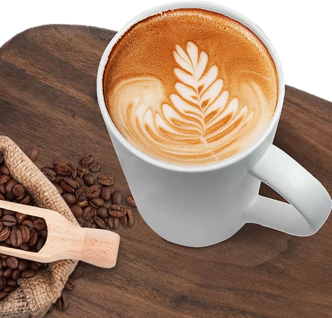 20oz Porcelain Coffee Mugs Set of 2, Large Tall Coffee Mugs with Handles, Modern Ceramic Coffee Cups for Coffee, Tea, Cocoa, Milk, Gifts for Women Men - White