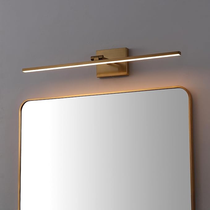 JONATHAN Y JYL7163A Santino 28" Modern Minimalist Swivel Integrated Dimmable LED Rechargeable Picture Light with Touch Sensor for Bedroom, Living Room, Kitchen, Office, Brass Gold