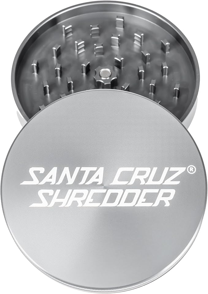 Santa Cruz Shredder Jumbo Metal Herb Grinder Knurled Top for Stronger Grip 2-Piece 4" (Gray)