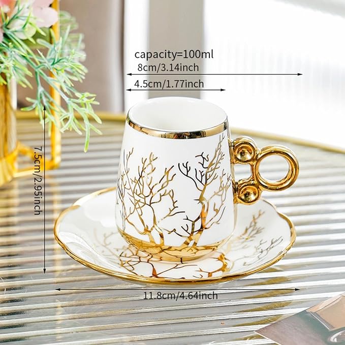 Coffee mugs set of 6 ancient palace style household living room ornaments, ceramic coffee cups, English afternoon tea sets, noble and elegant exquisite tea cups
