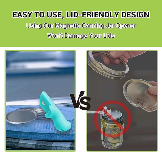 2pcs Canning Jar Opener with Magnets Mason Jar Opener Canning Tool Releases Vacuum Seal on Wide Mouth and Regular Mouth Lids (Blue)