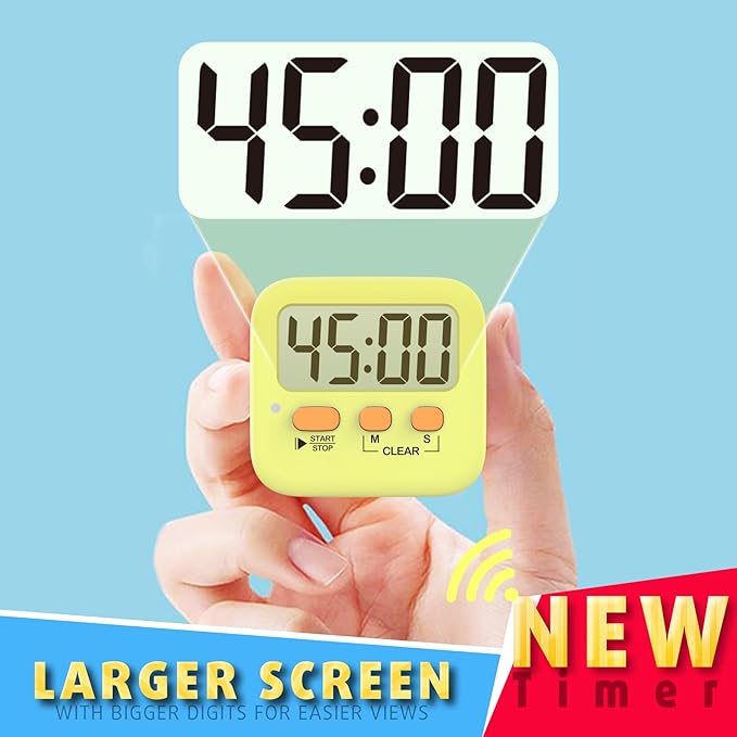 Antonki 2 Pack Digital Timer for Kids, Magnetic Countdown Kitchen Timers for Cooking, Egg, Classroom, Teacher, Exercise, Study, Oven - Battery Included