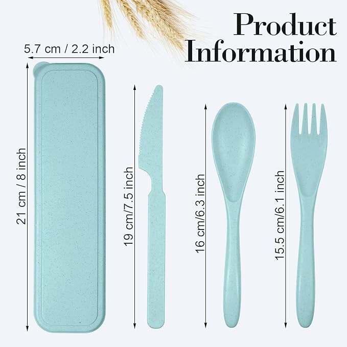 Yahenda 77 Sets Reusable Travel Utensils Set with Case Wheat Straw Cutlery Portable Spoon Knife Fork Tableware Lunch Box Bulk for Adults Travel Picnic Camping Utensils Gifts (Bright Color)
