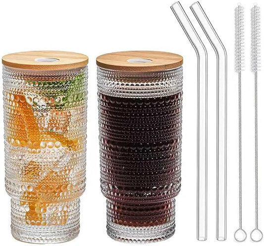 Hobnail Drinking Glasses Vintage Glassware SetVintage Glassware Set (CLEAR)
