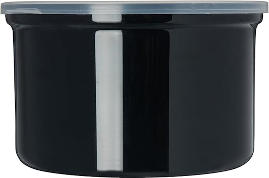 Carlisle FoodService Products Classic Round Storage Container Crock with Lid for Kitchen, Restaurants, Home, Plastic, 1.5 Quarts, Black, (Pack of 6)