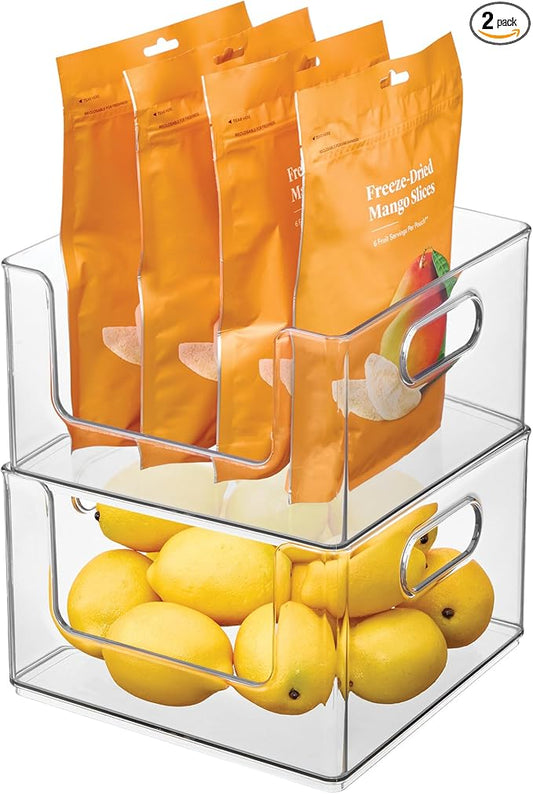 iDesign Stackable Clear Open Front Storage Bin, Easy Access Organizer for Pantry or Cabinet, 2-Pack