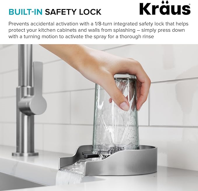 KRAUS CleanMate Glass Rinser for Kitchen Sink in Spot-Free Stainless Steel Color Finish, KGR-500SFS