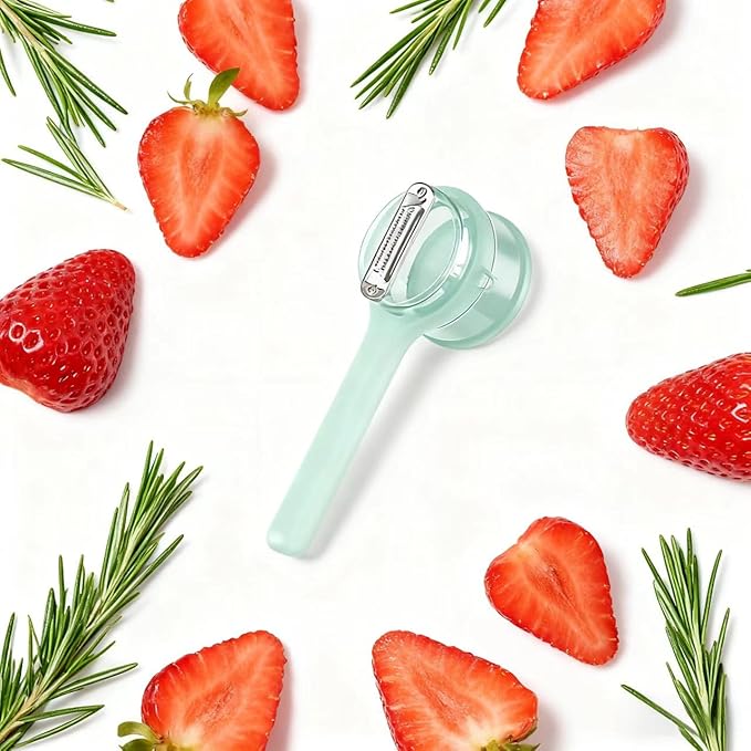 Fruit and Vegetable Peeler with Storage Box，Features a built-in catcher container and double-sided stainless steel blades，Easy to clean and store, peeler with container (Green-1pack)
